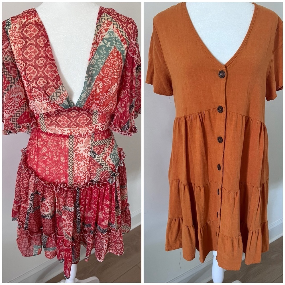 Boho Chic Fall Boutique Festival Bundle of 2 Boho Dresses |Size Medium|